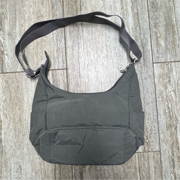 Baggallini Essential Hobo Bag Crossbody Purse Gray Pockets Travel Nylon Medium - Picture 2 of 11